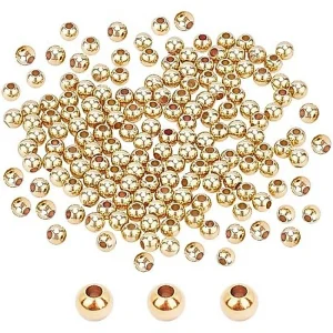 14k gold plated round 4mm spacer beads | manik pembatas bulat biji lada (baca deskripsi ya)