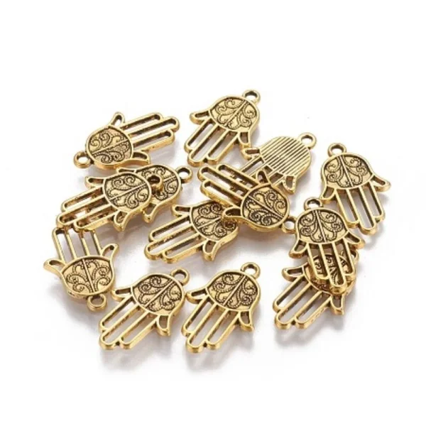 Metal alloy hamsa charm liontin