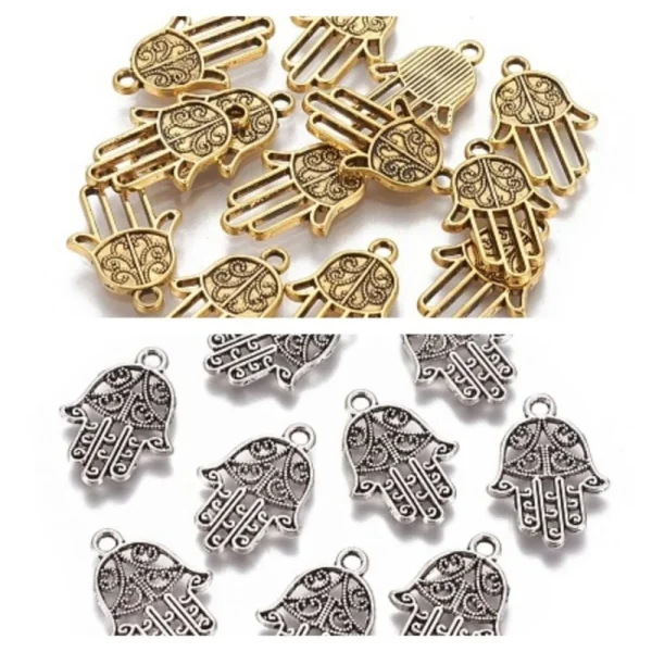Metal alloy hamsa charm liontin
