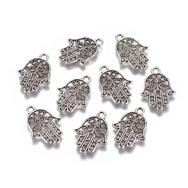 Metal alloy hamsa charm liontin