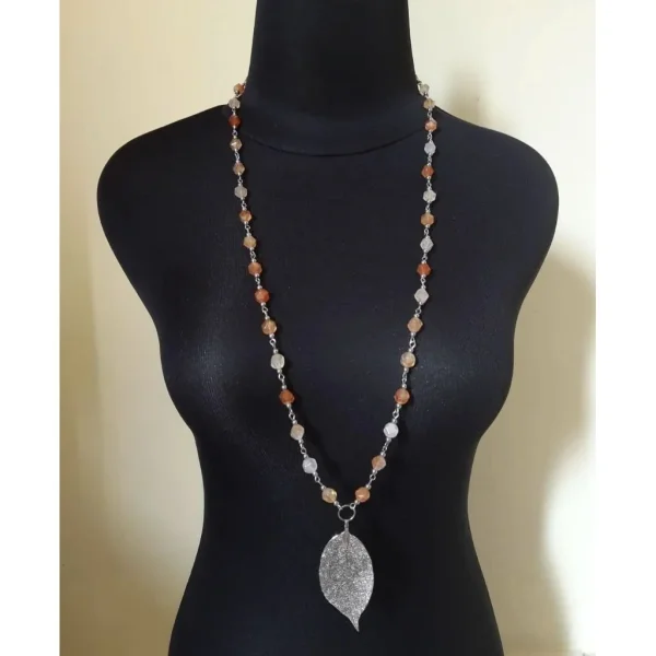 Kalung panjang batu alam orange carnelian