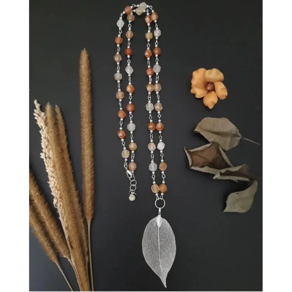Kalung panjang batu alam orange carnelian