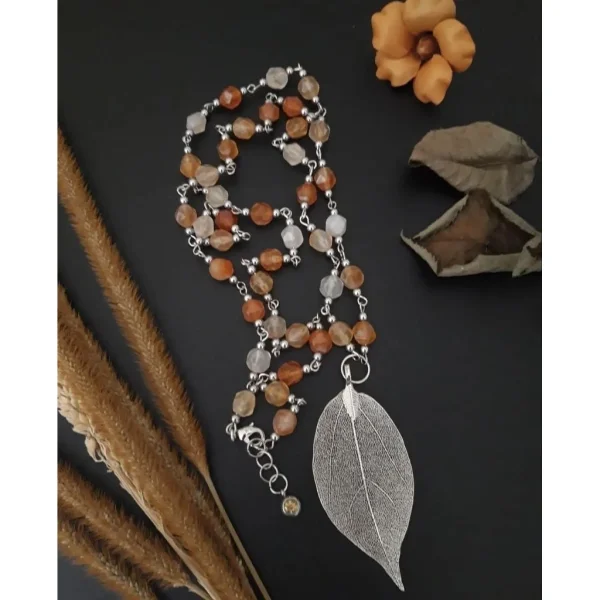 Kalung panjang batu alam orange carnelian