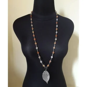 Kalung panjang batu alam orange carnelian