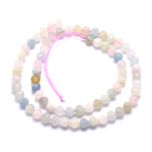Natural morganite round faceted beads 3mm