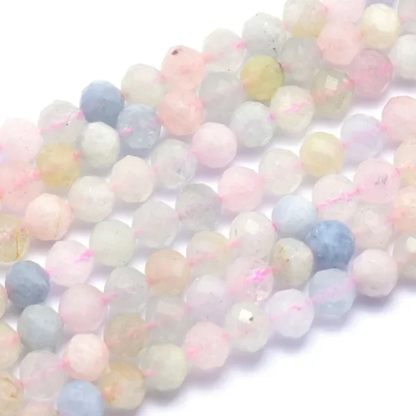 Natural morganite round faceted beads 3mm