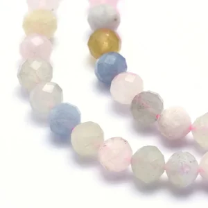 Natural morganite round faceted beads 3mm