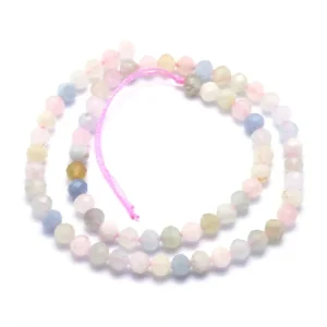 Natural morganite round faceted beads 3mm