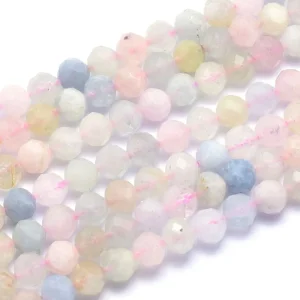 Natural morganite round faceted beads 3mm