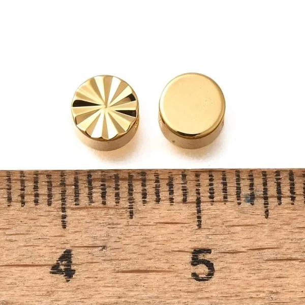 18k gold plated flat round motif spacer beads