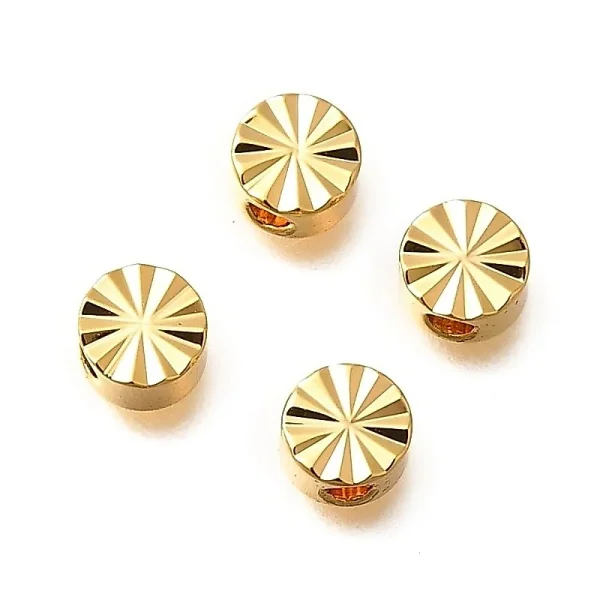 18k gold plated flat round motif spacer beads