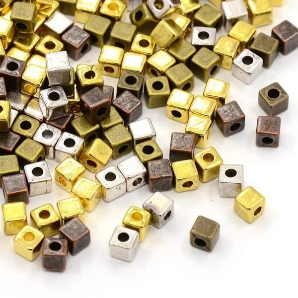 Metal alloy small cube beads | manik kubus kecil