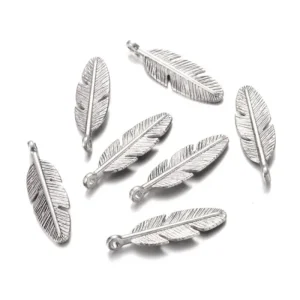 Metal alloy brass feather charms