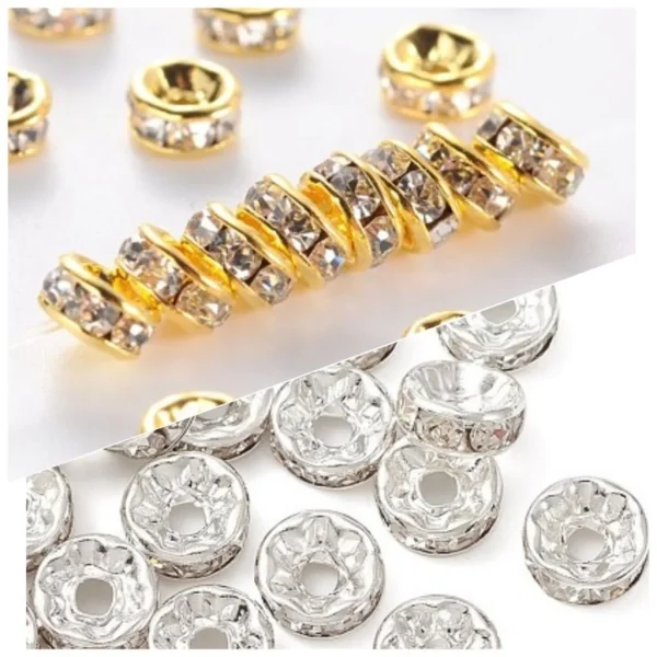 Metal alloy rondelle rhinestone spacer beads | manik rondel kristal