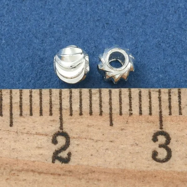 18k gold and real platinum plated corrugated round 4mm spacer beads | manik bulat bermotif