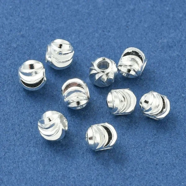 18k gold and real platinum plated corrugated round 4mm spacer beads | manik bulat bermotif