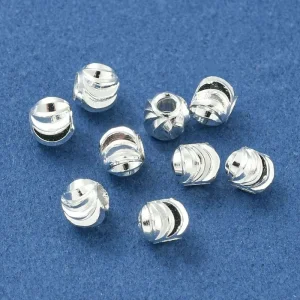 18k gold and real platinum plated corrugated round 4mm spacer beads | manik bulat bermotif