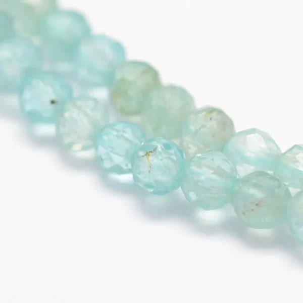 Natural blue apatite faceted round beads 3mm | manik batu alam apatite biru