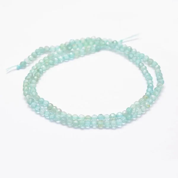 Natural blue apatite faceted round beads 3mm | manik batu alam apatite biru