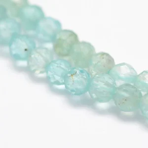 Natural blue apatite faceted round beads 3mm | manik batu alam apatite biru