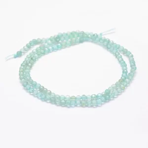 Natural blue apatite faceted round beads 3mm | manik batu alam apatite biru