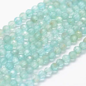Natural blue apatite faceted round beads 3mm | manik batu alam apatite biru