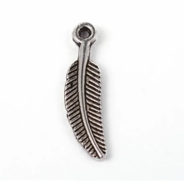 Metal alloy antique silver feathers charms