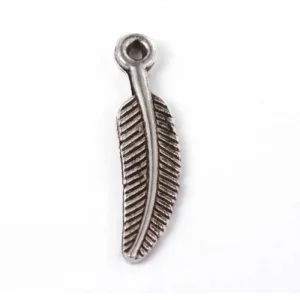 Metal alloy antique silver feathers charms