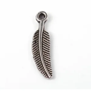 Metal alloy antique silver feathers charms