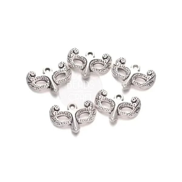 Metal alloy antique silver mask charm