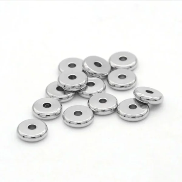 304 stainless steel disc flat round beads 5pcs (harap baca deskripsi)