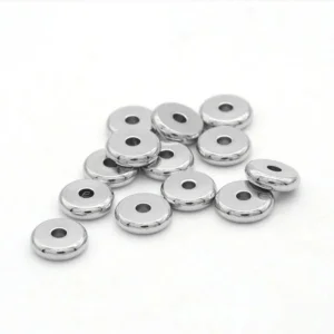 304 stainless steel disc flat round beads 5pcs (harap baca deskripsi)