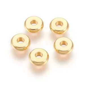 202 stainless steel gold flat round shape beads | manik stainless lapis emas asli