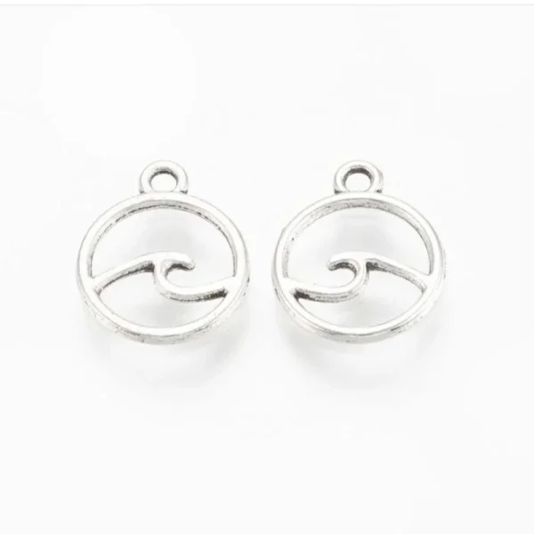 Metal alloy antique silver wave charm