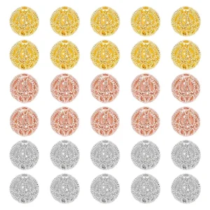 Rack plating brass round hollow beads | manik pembatas tembaga motif bulat