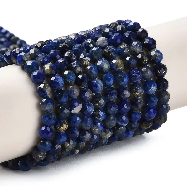 Natural lapis lazuli faceted round beads 3.3mm | manik lapis lazuli bulat facet