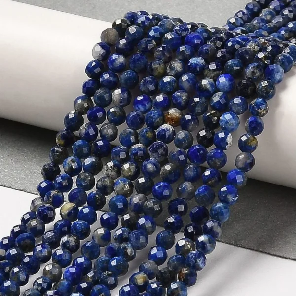 Natural lapis lazuli faceted round beads 3.3mm | manik lapis lazuli bulat facet