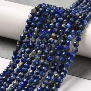 Natural lapis lazuli faceted round beads 3.3mm | manik lapis lazuli bulat facet