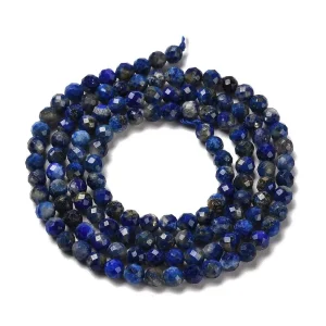 Natural lapis lazuli faceted round beads 3.3mm | manik lapis lazuli bulat facet
