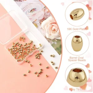 18k gold plated brass oval drum spacer beads | manik pembatas oval