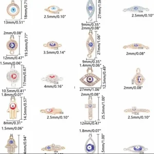 Metal alloy with crystal rhinestones eye connector charms