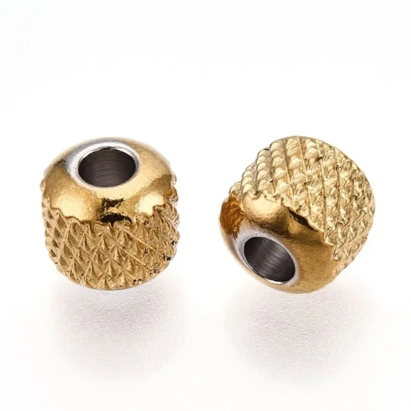 201 stainless steel 18k gold plated column beads