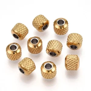 201 stainless steel 18k gold plated column beads