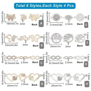 Metal alloy brass with crystal rhinestones connector charms