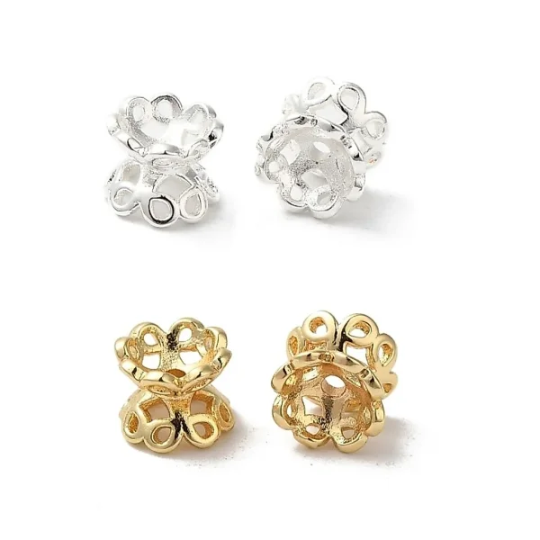 18k gold and 925 silver plated brass flower spacer beads | manik lapis emas dan silver