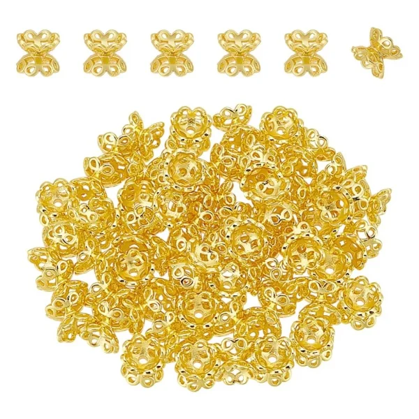18k gold and 925 silver plated brass flower spacer beads | manik lapis emas dan silver
