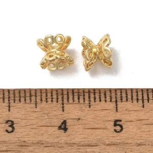 18k gold and 925 silver plated brass flower spacer beads | manik lapis emas dan silver