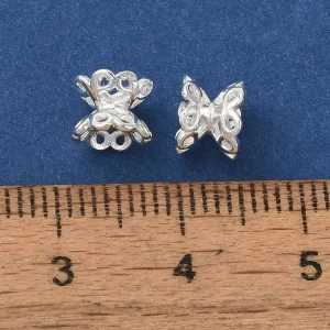 18k gold and 925 silver plated brass flower spacer beads | manik lapis emas dan silver