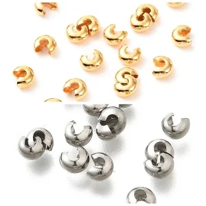 304 stainless steel brass crimp knot cover real 18k gold plated | manik pelindung stopper