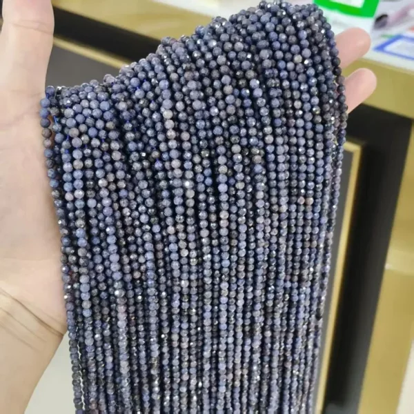 PO - Natural blue sapphire faceted round beads | manik batu alam blue safir